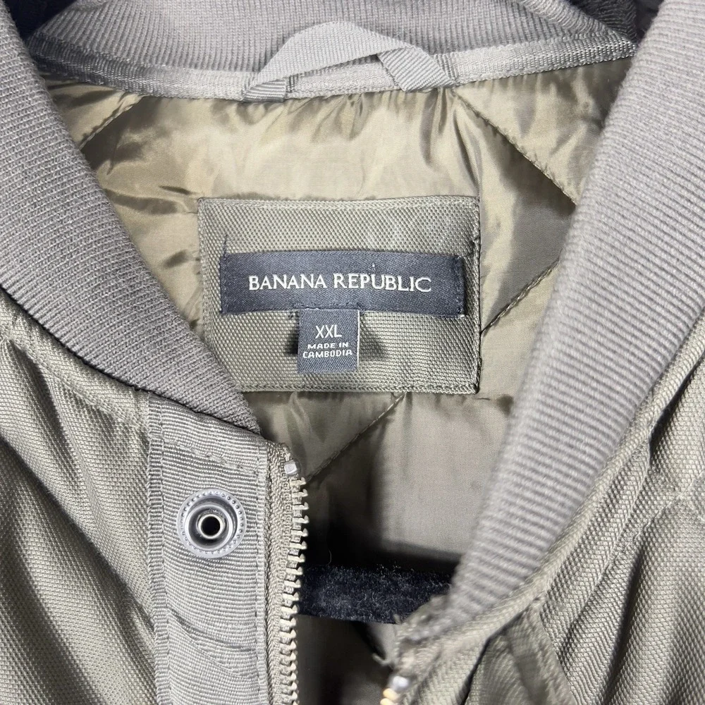 Banana Republic Men's XXL Quilted Bomber Jacket Olive Diamond Full Zip